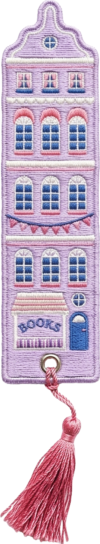 Buchverliebt Lesezeichen bestickt "Bookshop"