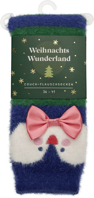 Produktbild von Weihnachtswunderland, Couch-Flauschsocken, Pinguin, Größe 36-41