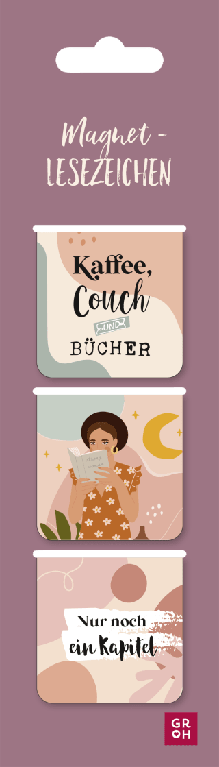 Magnetlesezeichen Kaffee, Couch und Bücher