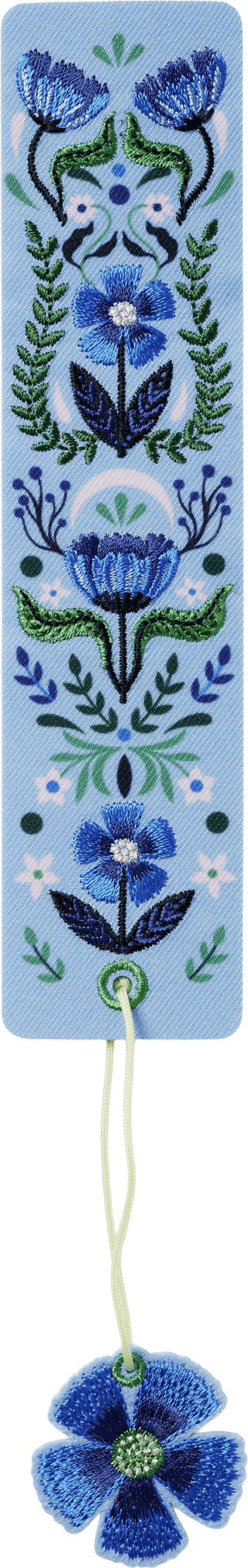 Produktbild von Buchverliebt Lesezeichen bestickt "Blumenliebe blau"