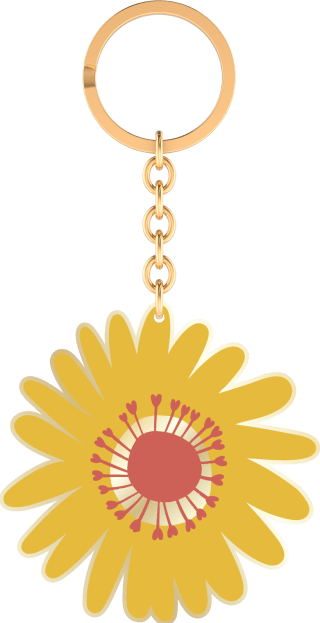 Bunte Blumengrüße Emaille-Schlüsselanhänger gelb