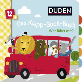 Buchcover von Duden 12+: Das Klapp-Guck-Buch: Wer fährt mit?: Spielbuch mit großen Klappen