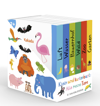 Buchcover von Klein und kunterbunt: Alle meine Tiere (Würfel): 6 Mini-Bücher