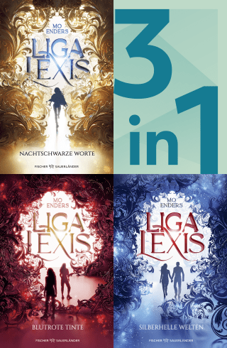 Buchcover von Bookford Manor Trilogie Band 1-3 in einem Bundle: Liga Lexis Nachtschwarze Worte / Blutrote Tinte / Silberhelle Welten
