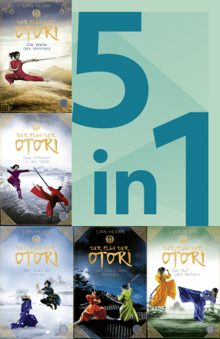 Buchcover von Der Clan der Otori 1-5 in einem Bundle: Das Schwert in der Stille/Der Pfad im Schnee/Der Glanz des Mondes/Der Ruf des Reihers/Die Weite des Himmels