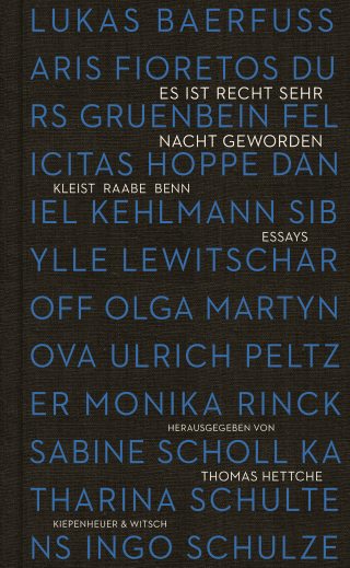 Buchcover von Es ist recht sehr Nacht geworden: Kleist, Raabe, Benn. Essays