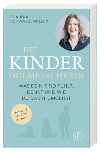 Buchcover des Ratgebers "Die Kinderdolmetscherin". Text auf türkisem Hintergrund.
