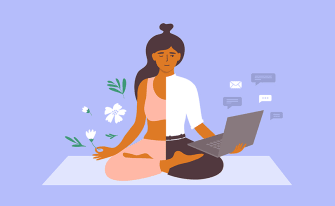 Illustration Frau Achtsamkeit und Arbeit