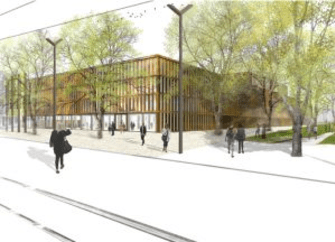 Neubau Stadtarchiv, Skizze Aussenraumperspektive © Büro Waechter+Waechter