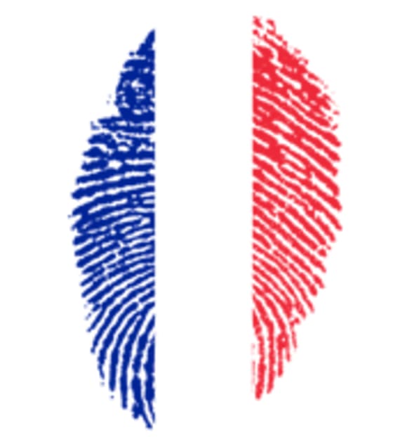 Frankreich-Flagge in Form eines Fingerabdrucks