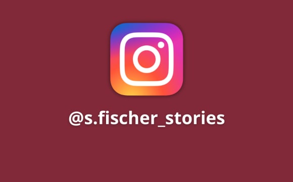 Grafik mit rotem Hintergrund, Instagram-Logo und Text 