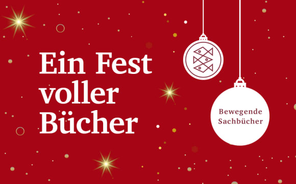 Ein rotes Weihnachtsbanner mit dem weißen Text 