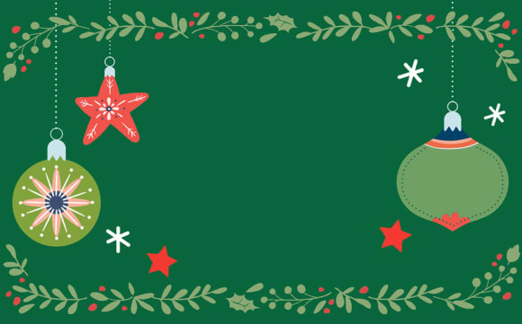 Weihnachtliche Illustrationen auf dunkelgrünen Hintergrund