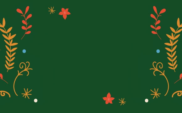 Dunkelgrüner Hintergrund mit weihnachtlichen Illustrationen