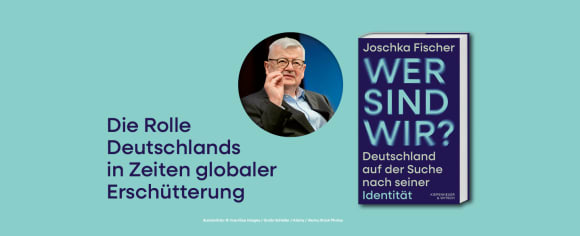 Porträtfoto von Joschka Fischer und das Buchcover von 