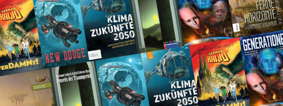 Collage aus den im Artikel erwähnten Anthologien (siehe Glossar)