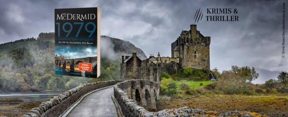 Das Cover von Val McDermids neuem Buch 1979 vor dem Hintergrund einer schottischen Landschaft