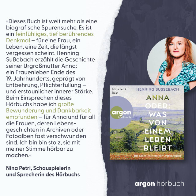 Nina Petri über das Hörbuch »Anna oder: Was von einem Leben bleibt« von Henning Sußebach