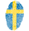 Schwedische Flagge in Form eines Fingerabdrucks