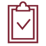 Icon eines Klippboard mit einem Häkchen in der Mitte