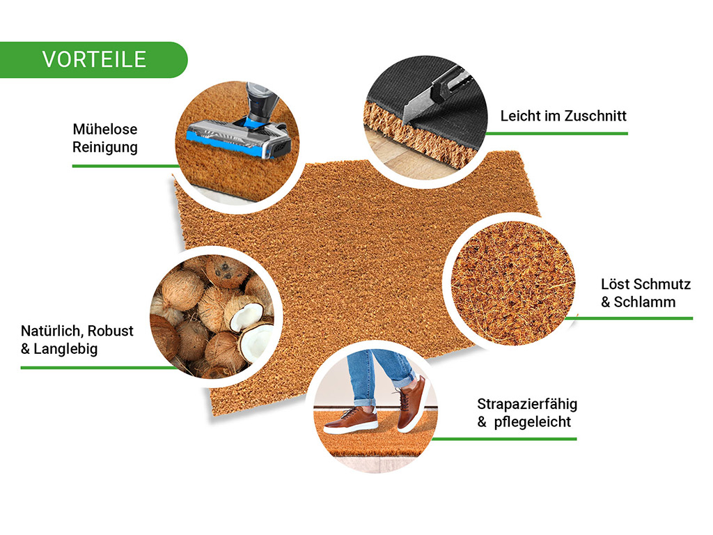 Kokosmatte Fußmatte Fußabtreter Schmutzfangmatte Türmatte Fußabstreifer Natur