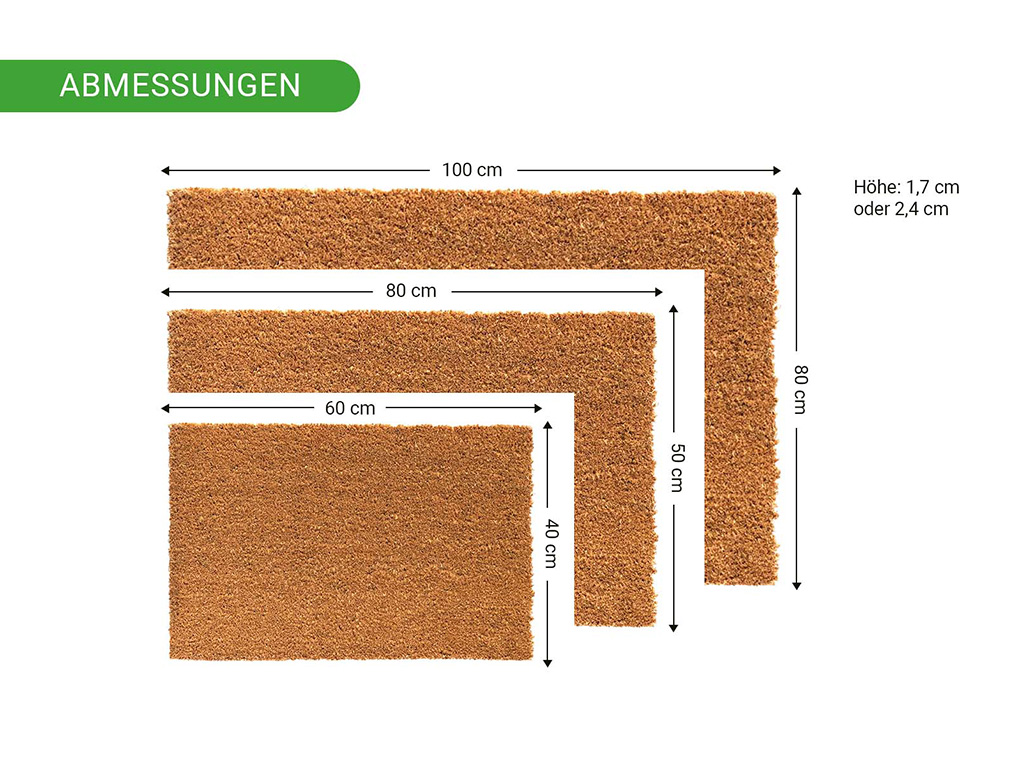 Kokosmatte Fußmatte Fußabtreter Schmutzfangmatte Türmatte Fußabstreifer Natur