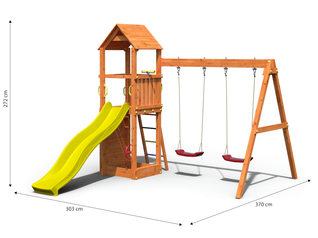 Spielturm Flappi teakfarben inkl. Doppelschaukel + Rutsche - Bild 13 von 17