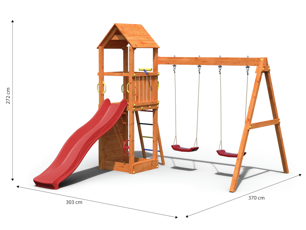 Spielturm Flappi teakfarben inkl. Doppelschaukel + Rutsche - Bild 9 von 17