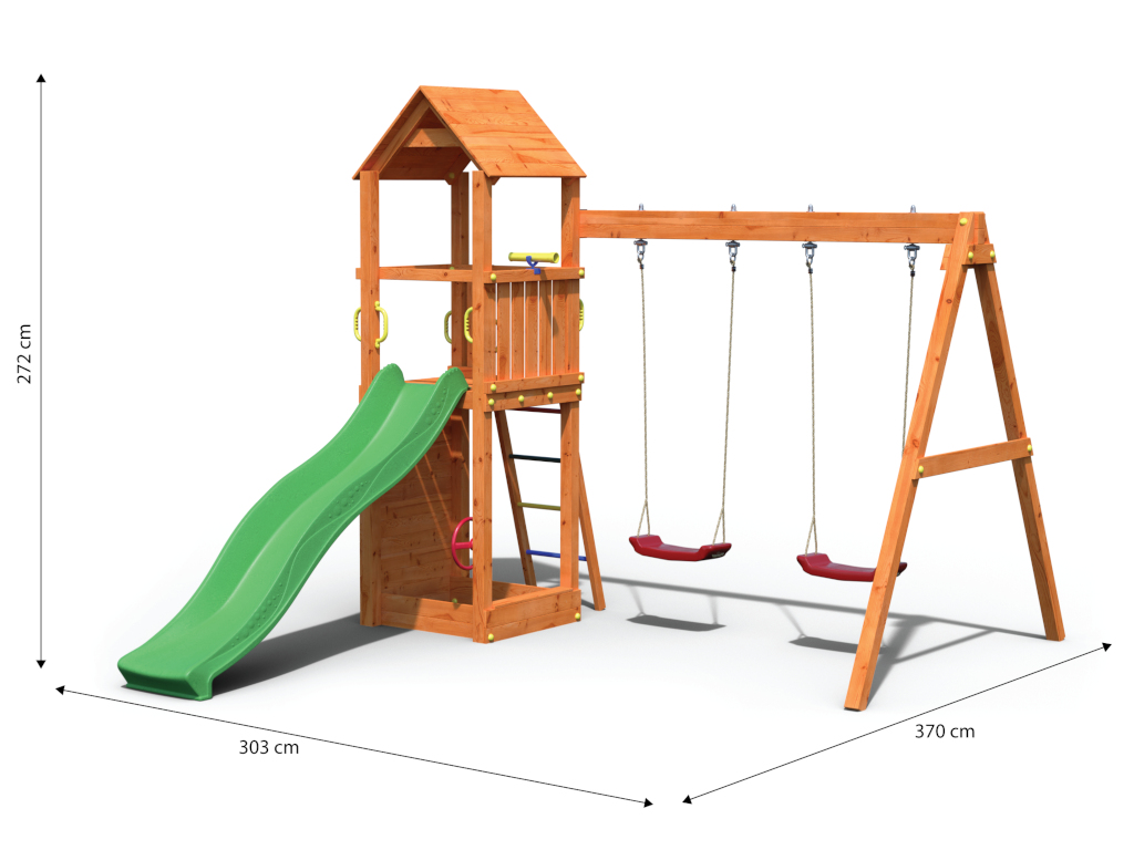 Spielturm Flappi teakfarben inkl. Doppelschaukel + Rutsche - Bild 17 von 17