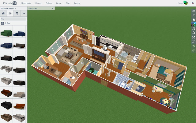 web-based program lets you build your living room design with a top down 2D interface. Once created you can switch to a 3D view to see your work