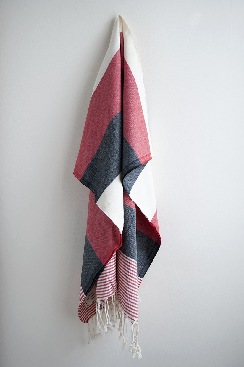 red and black towels