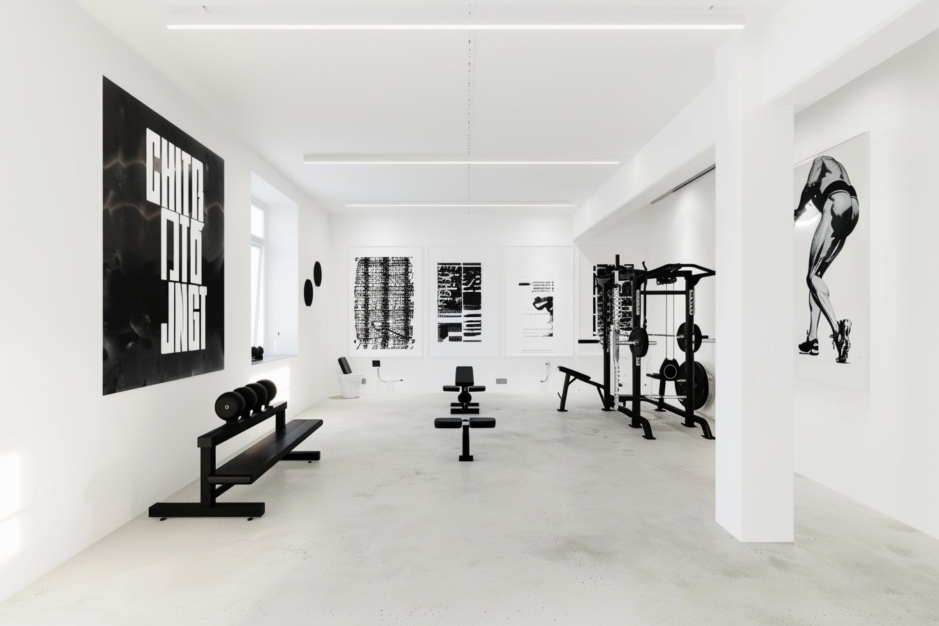 lebuzzguy_A_basement_home_gym_inspired_by_Swedish_graphic_desig_872d5dde-c35e-4176-8b12-745703621f40