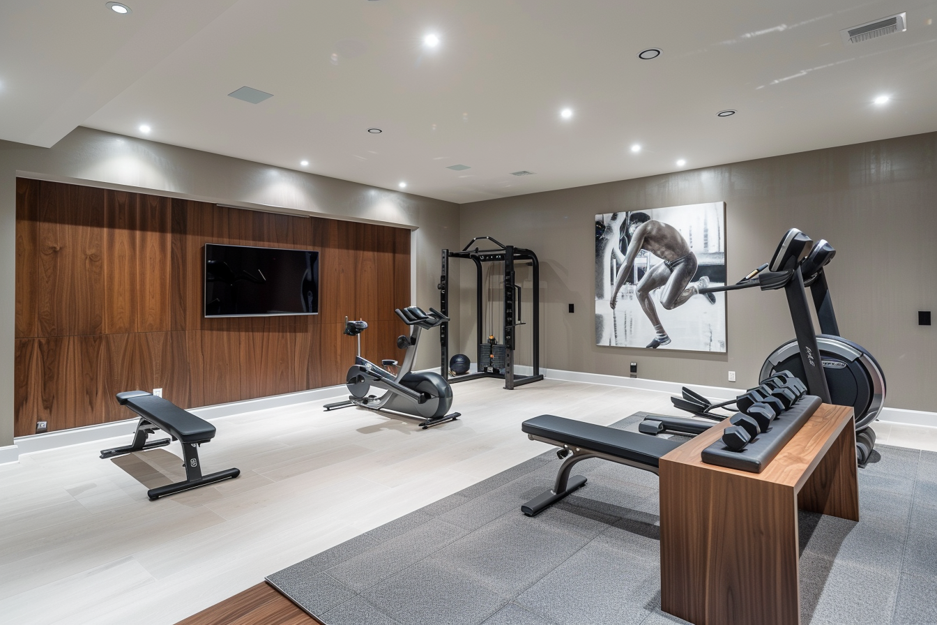 lebuzzguy_A_basement_home_gym_with_a_modernized_take_on_mid-cen_86a25bec-9b46-4fad-9970-51366e58c9fe