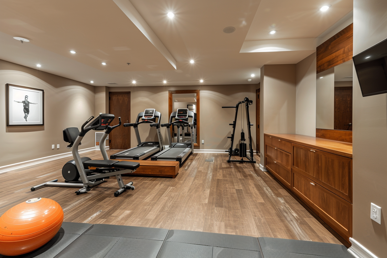 lebuzzguy_A_basement_home_gym_with_a_modernized_take_on_mid-cen_a631fad1-e532-48e8-b131-f08f5c964531