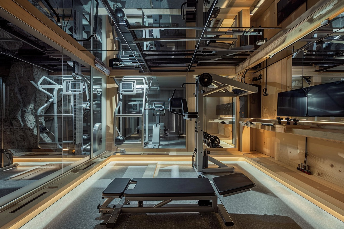 lebuzzguy_A_futuristic_basement_home_gym_designed_with_Japanese_78f29e29-8382-4c95-a512-02b91187b335