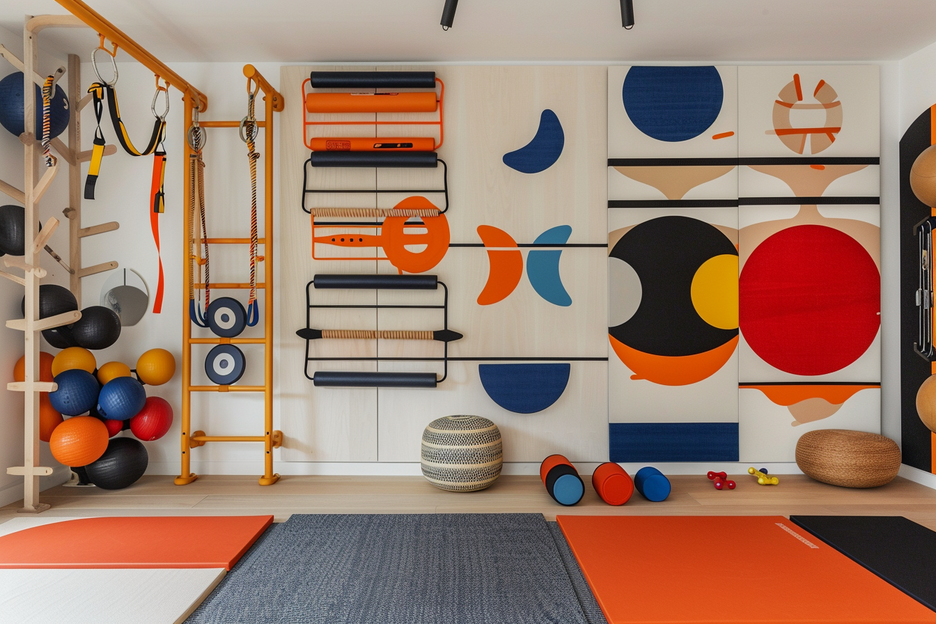 lebuzzguy_A_Geoff_McFetridge-themed_home_gym_with_a_focus_on_vi_4a87e66c-88ae-4948-bfcb-c72d62095a54