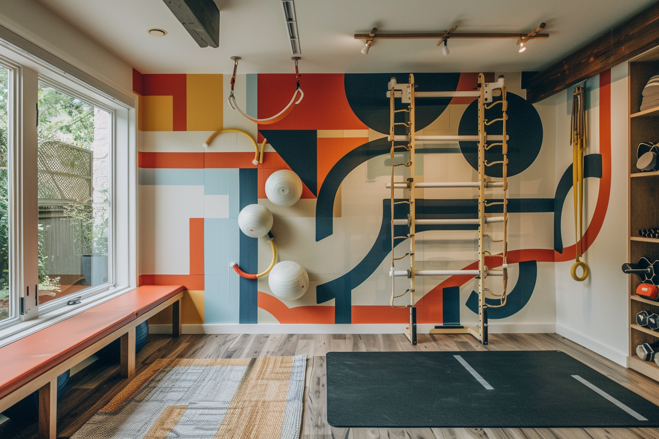 lebuzzguy_A_Geoff_McFetridge-themed_home_gym_with_a_focus_on_vi_85468b9e-fdf9-443d-b144-aafb9e2b97eb