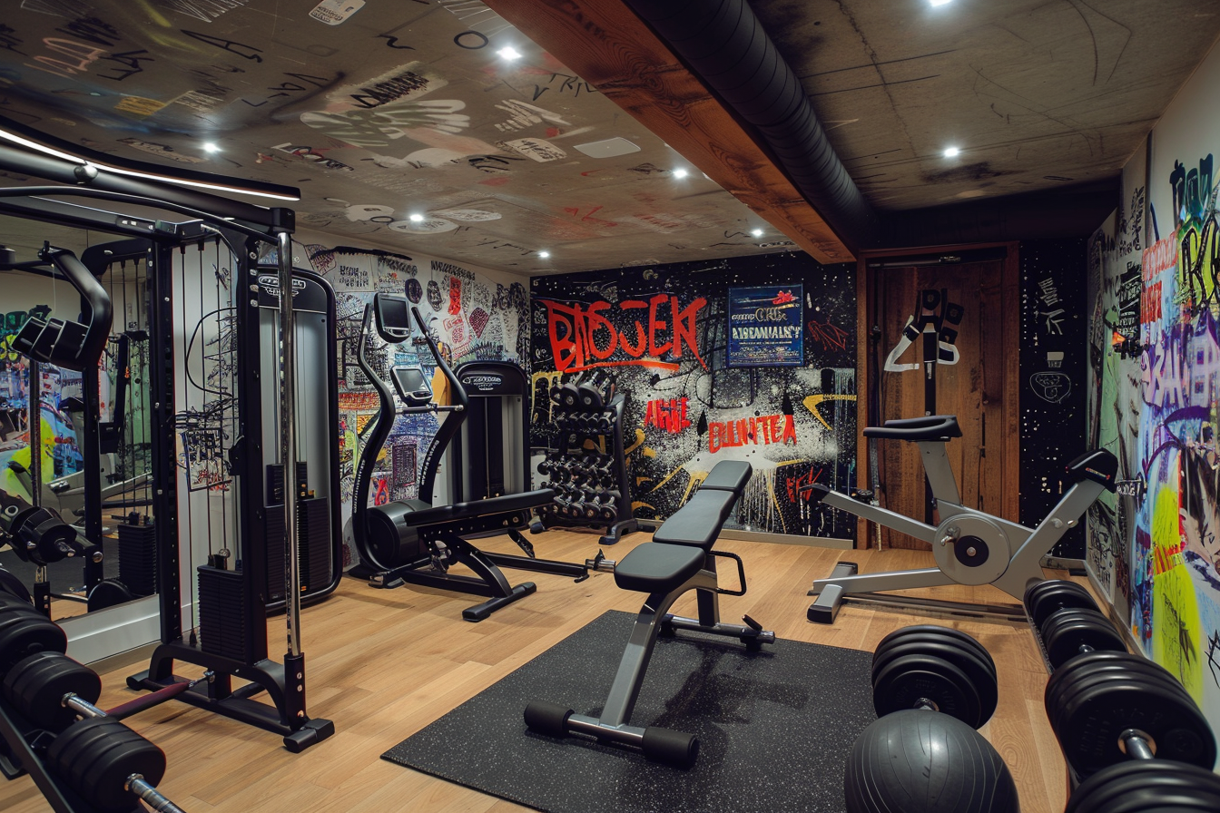 lebuzzguy_a_luxury_home_gym_by_Jean-Michel_Basquiat_with_lots_o_2b86d29e-5006-451e-93f4-e1bd9c18723b