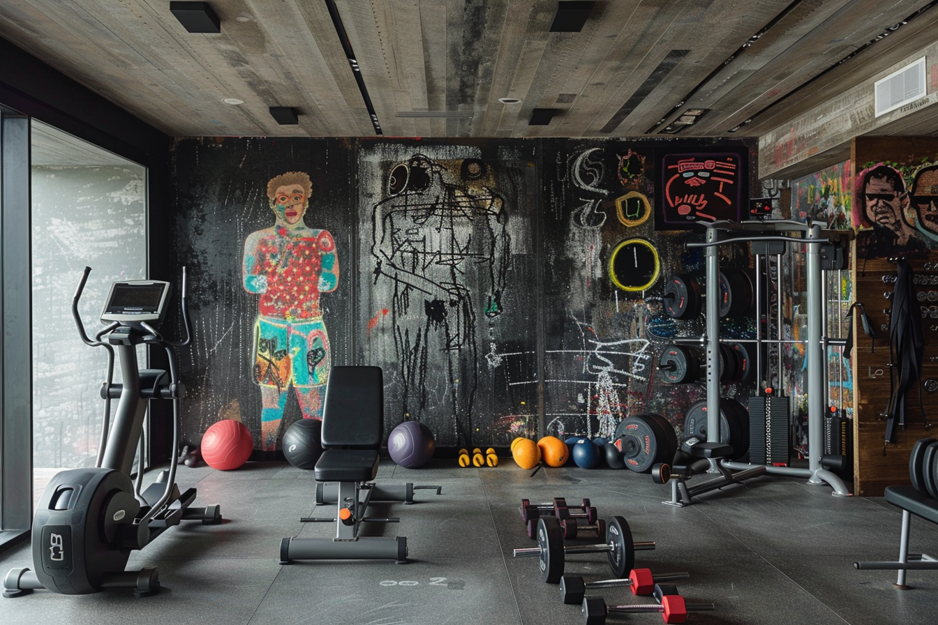 lebuzzguy_a_luxury_home_gym_by_Jean-Michel_Basquiat_with_lots_o_9eac3414-412a-42b7-8eea-1cec65d4a244