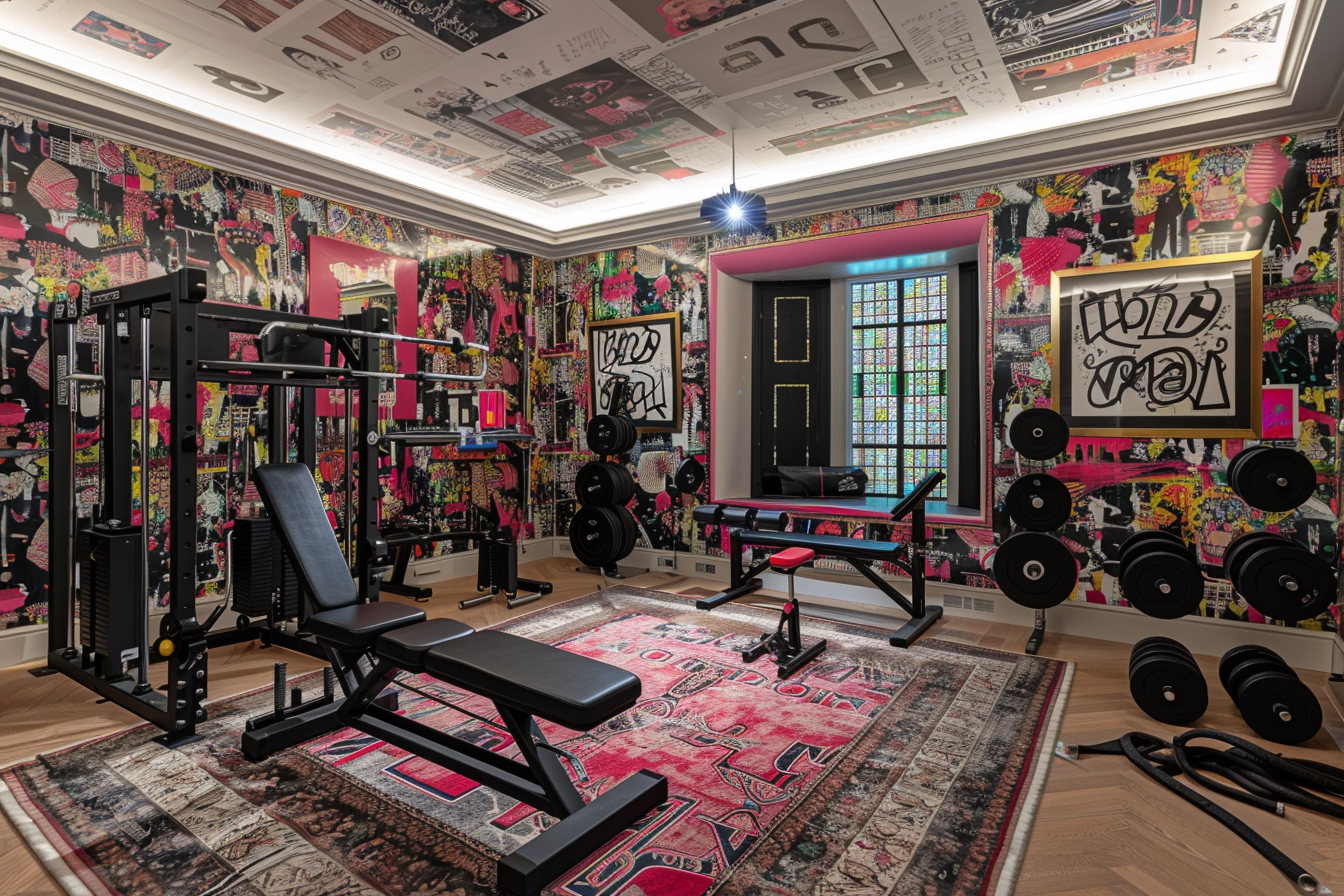 lebuzzguy_a_luxury_home_gym_by_Andy_Warhol_with_lots_of_gym_equ_ca1c30ce-1421-4b15-bac3-199e4ae301ea