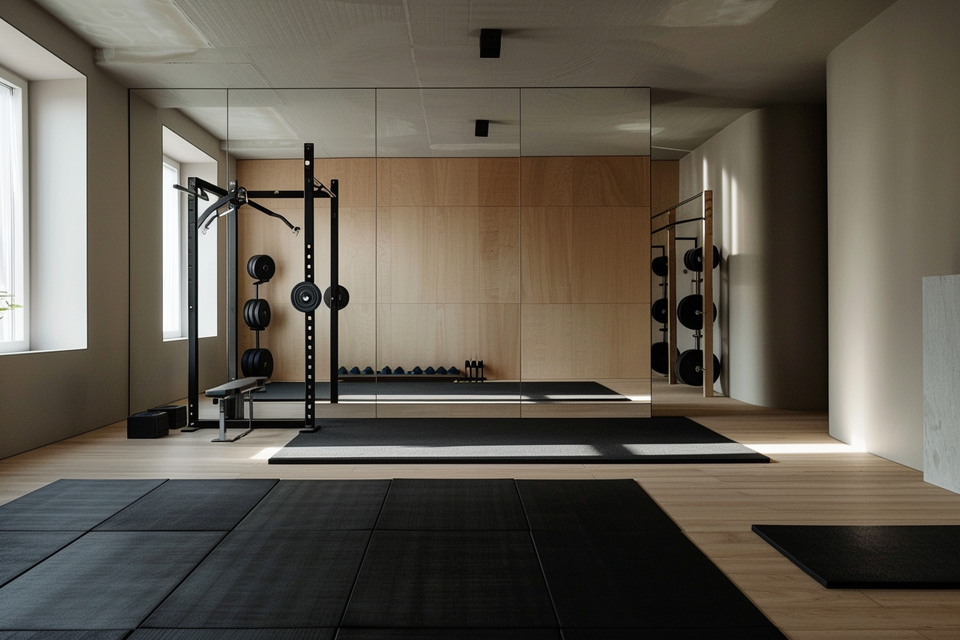 lebuzzguy_A_serene_modern_home_gym_inspired_by_Geoff_McFetridge_90e19e40-fd59-469c-b6dc-5c12f3668282