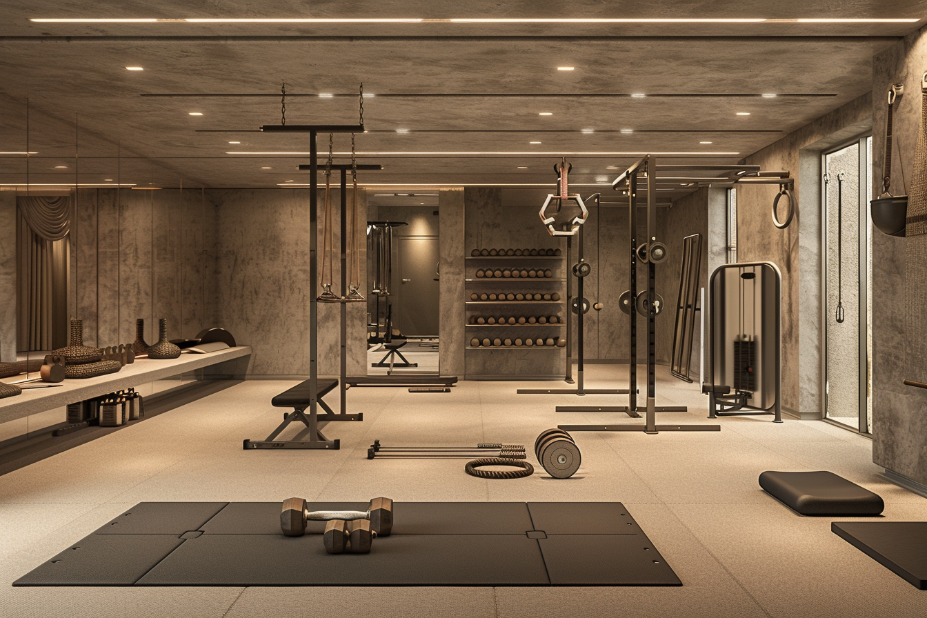 lebuzzguy_A_spacious_calisthenics_basement_gym_in_neutral_beige_62fe16a6-a7fe-410f-a894-7ea75c164ad9