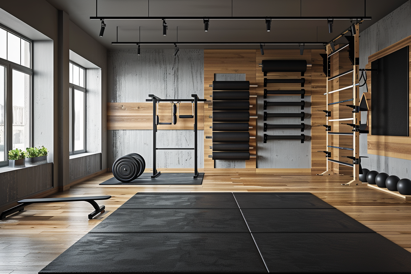 lebuzzguy_realistic_photograph_of_a_home_gym_with_stall_bars_on_07893cce-e6f7-461e-9232-e75578d85dbc