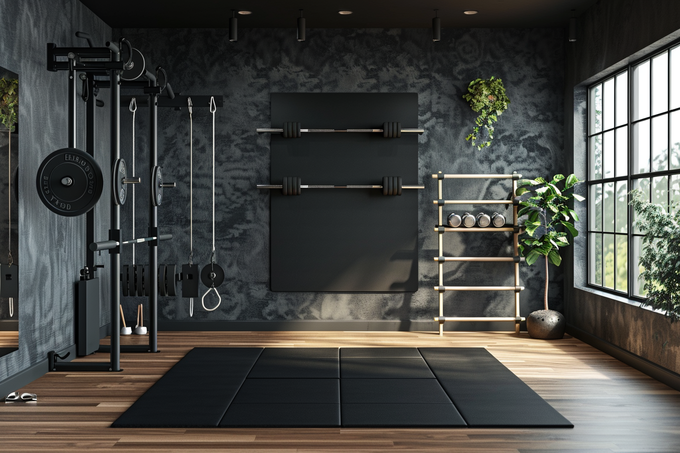 lebuzzguy_realistic_photograph_of_a_home_gym_with_stall_bars_on_0964a01d-c88c-410a-b88d-70c70b88bd66