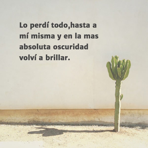 Frases de la Vida - Lo perdí todo,hasta a mí misma y en la mas absoluta oscuridad volví a brillar.