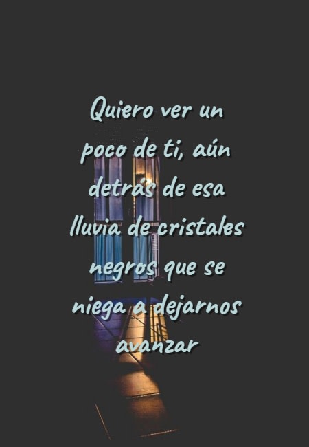 Frases sobre Pensamientos - Quiero ver un poco de ti, aún detrás de esa lluvia de cristales negros que se niega a dejarnos avanzar