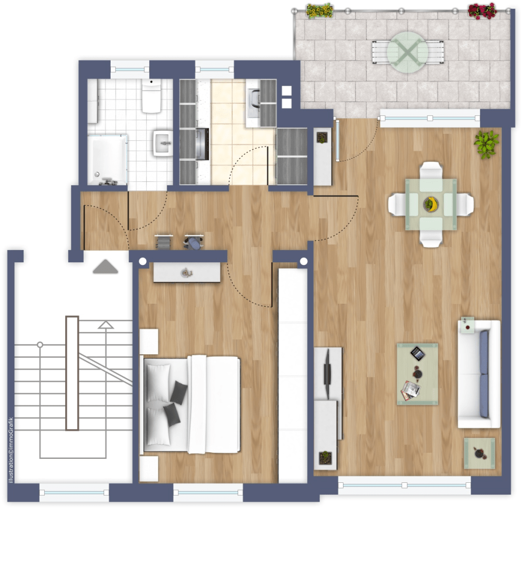 Miete 1 Zimmer Wohnung Düsseldorf | Ganze Wohnung | Düsseldorf | 2-Zimmerwohnung der Top-Kategorie in Düsseldorf-Düsseltal | Hominext