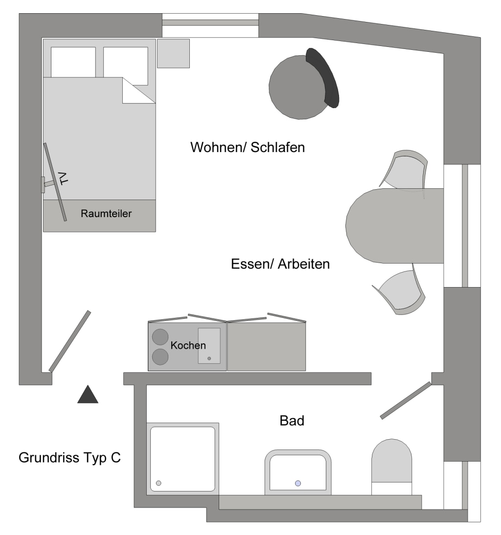 Miete 1 Zimmer Wohnung Köln | Ganze Wohnung | Köln | Geräumiges Studio-Apartment | Hominext