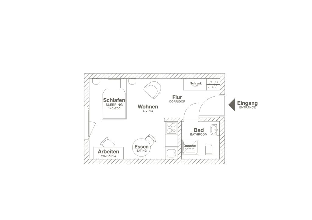 Miete 1 Zimmer Wohnung Leverkusen | Ganze Wohnung | Leverkusen | Design Studio Apartment in Leverkusen | Hominext