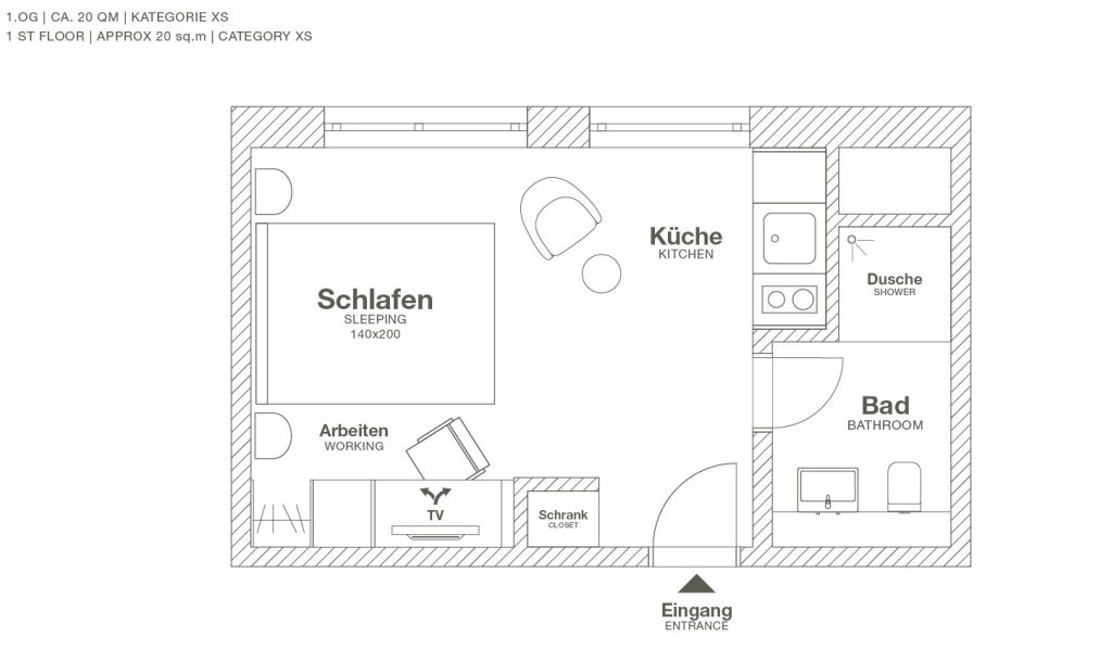 Miete 1 Zimmer Wohnung Wolfsburg | Ganze Wohnung | Wolfsburg | Serviced Apartment in Wolfsburg - VW-Werk Nähe | Hominext